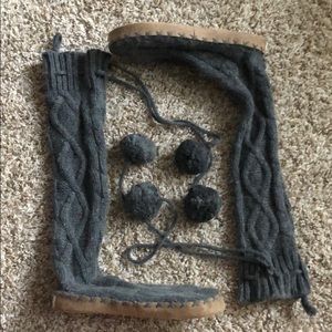 VS PINK Sweater Embellished Slipper Boots